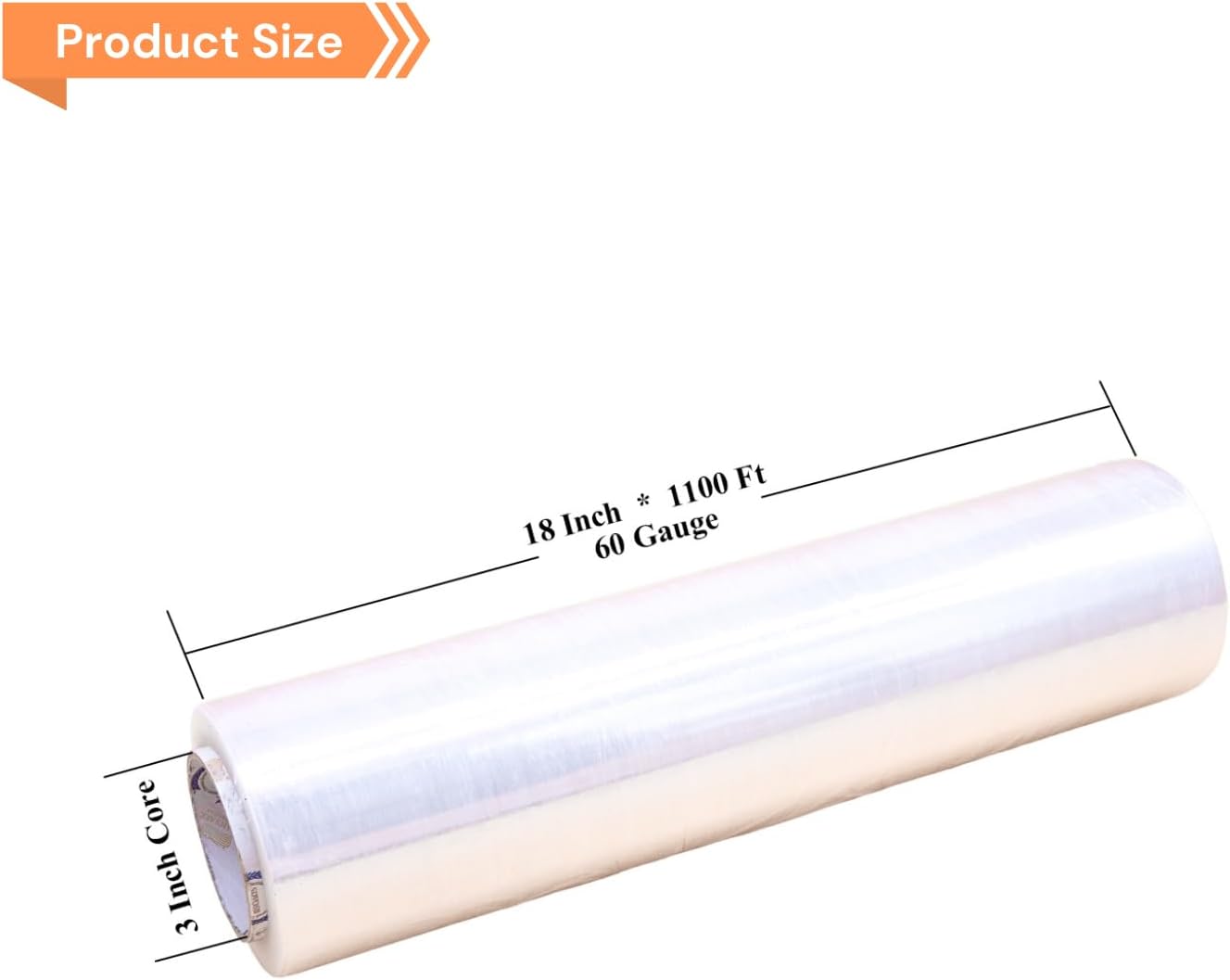 18" x 1100' 60 Gauge 4 Rolls Stretch Wrap Clear