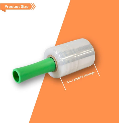 5" x 1100' 60 Gauge 24 Roll Mini Stretch Wrap Clear