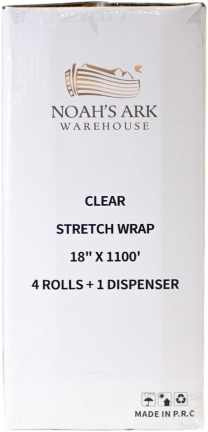 18" x 1100' 60 Gauge 4 Rolls Stretch Wrap Clear