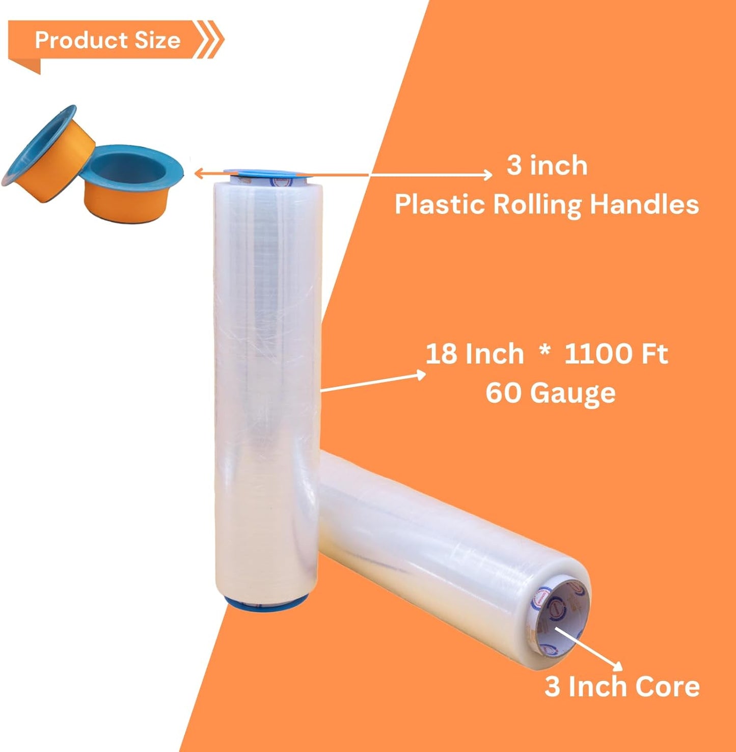 18" x 1100' 60 Gauge 4 Rolls Stretch Wrap Clear