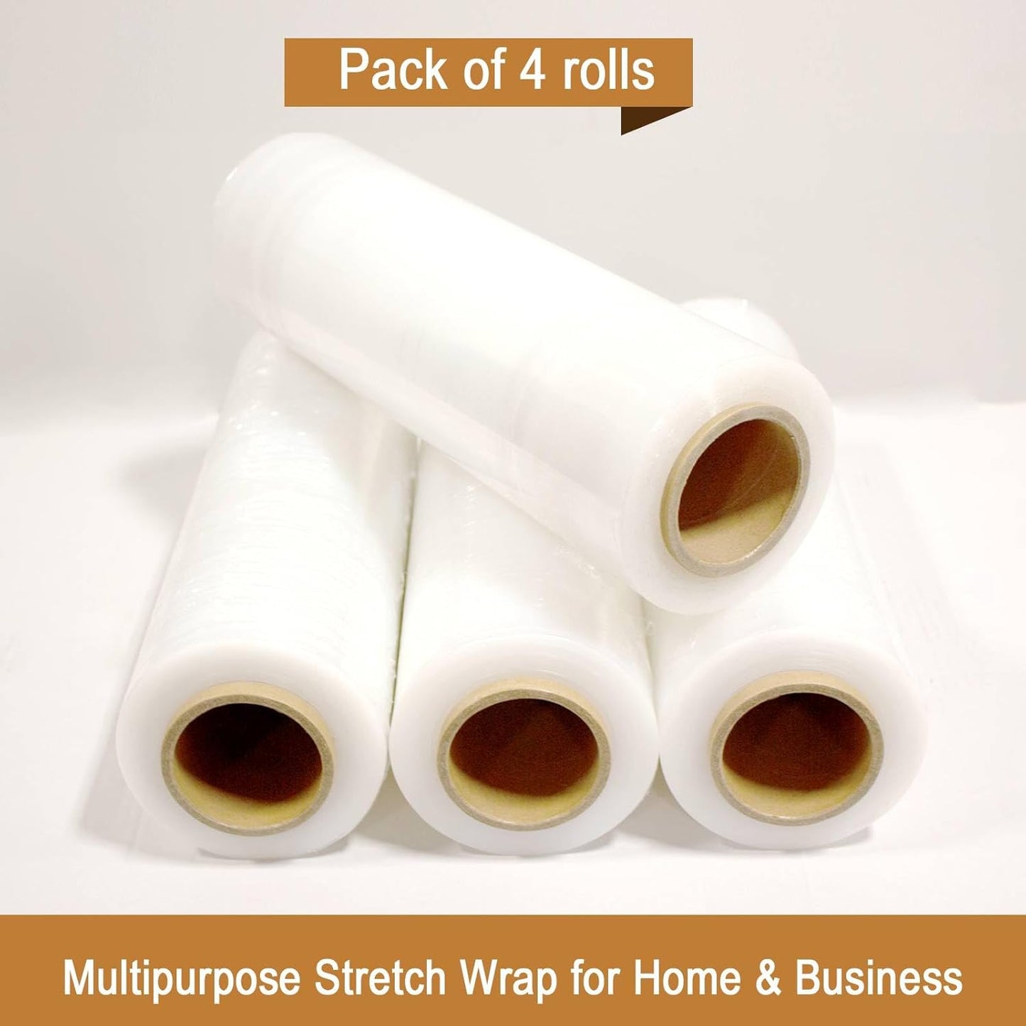 18" x 1100' 80 Gauge 4 Rolls Stretch Wrap Clear