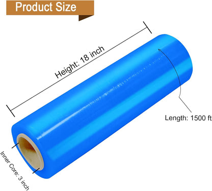 18" x 1100' 60 Gauge 4 Rolls Stretch Wrap Blue