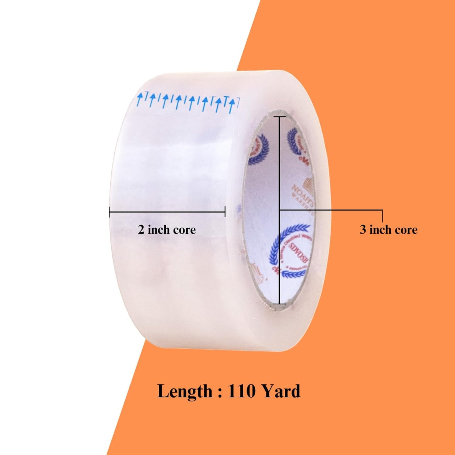 2 Inch x 110 Yards Heavy Duty Clear Packing Tape, 66 Roll Refills, 2.0 mil Thickness