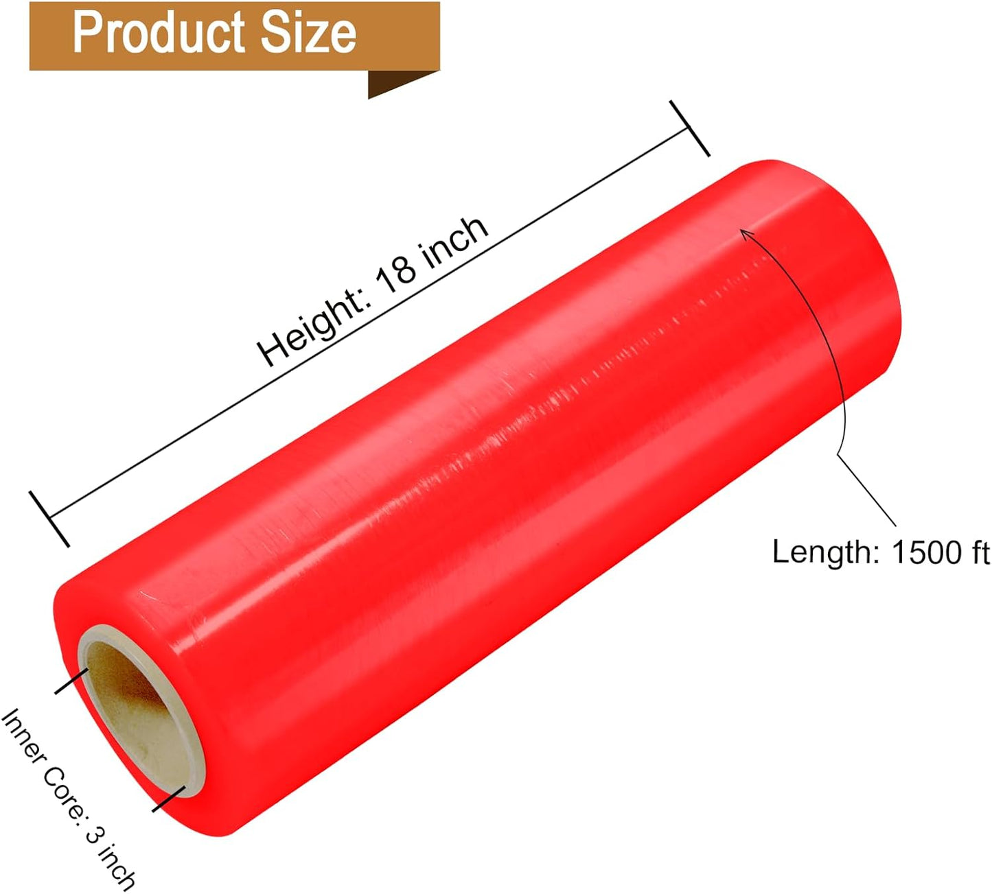 18” x 1100’ Stretch Wrap (60 Gauge, 4 Rolls, Red) – Industrial Pallet Wrap for Warehouse & Moving Supplies
