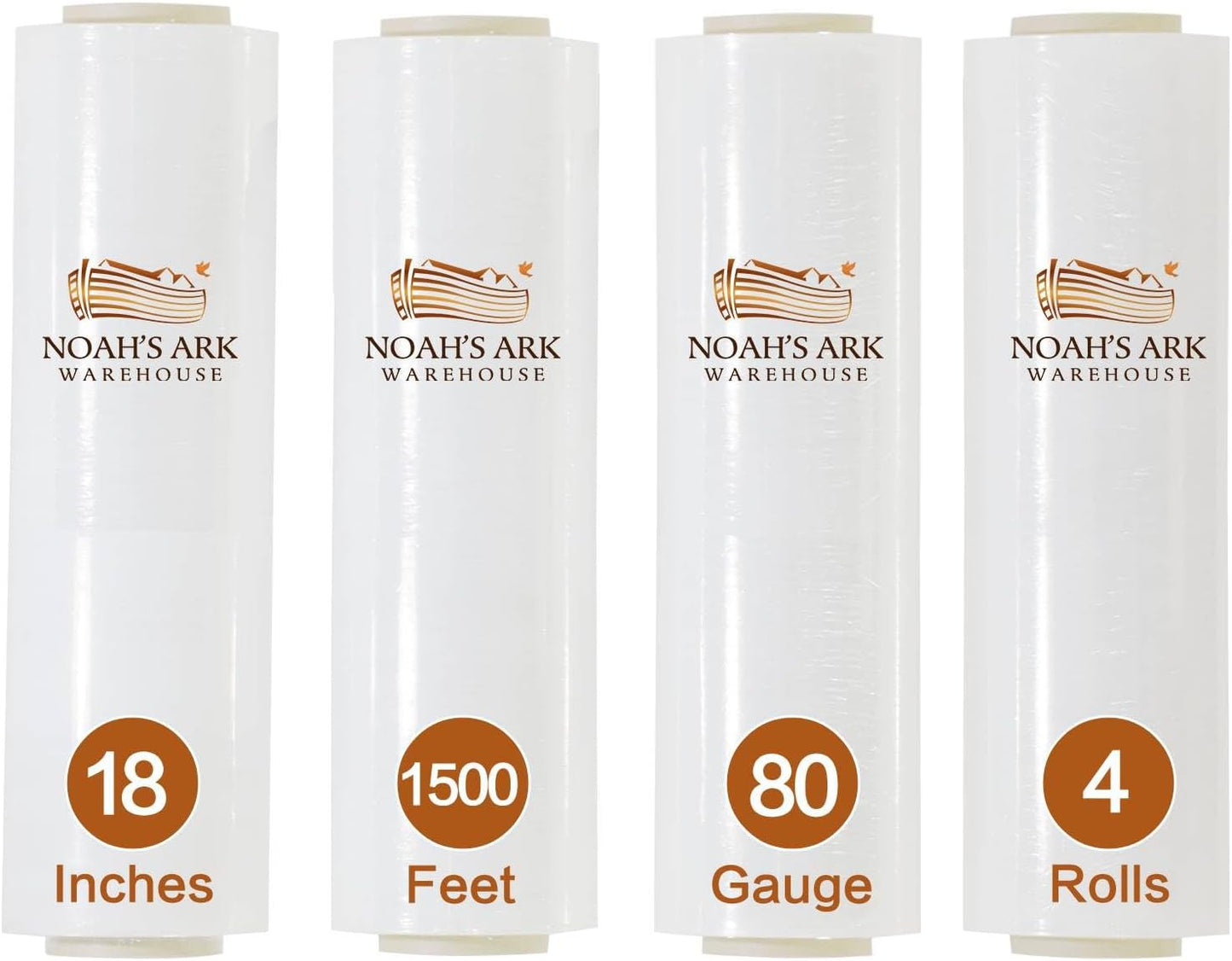 18" x 1100' 80 Gauge 4 Rolls Stretch Wrap Clear