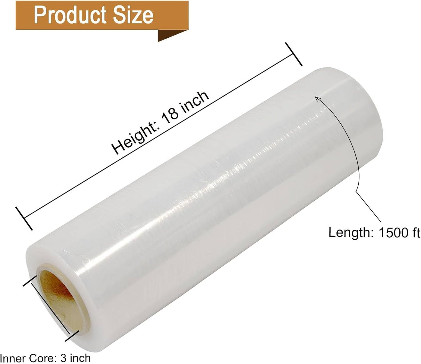 18" x 1100' 80 Gauge 4 Rolls Stretch Wrap Clear