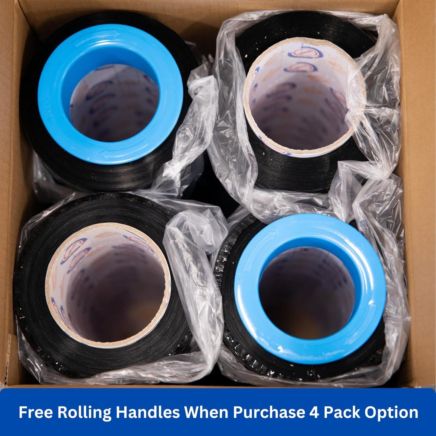 18" x 1500' 60 Gauge 4 Rolls Stretch Wrap Black