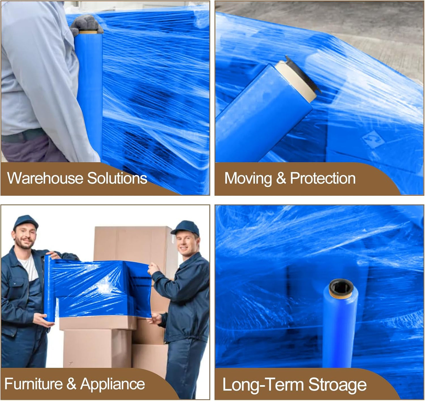 18" x 1100' 60 Gauge 4 Rolls Stretch Wrap Blue