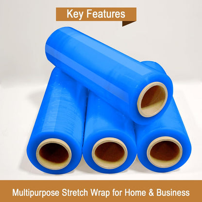 18" x 1100' 60 Gauge 4 Rolls Stretch Wrap Blue