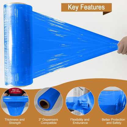 18" x 1100' 60 Gauge 4 Rolls Stretch Wrap Blue