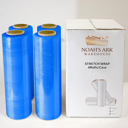 18" x 1100' 60 Gauge 4 Rolls Stretch Wrap Blue