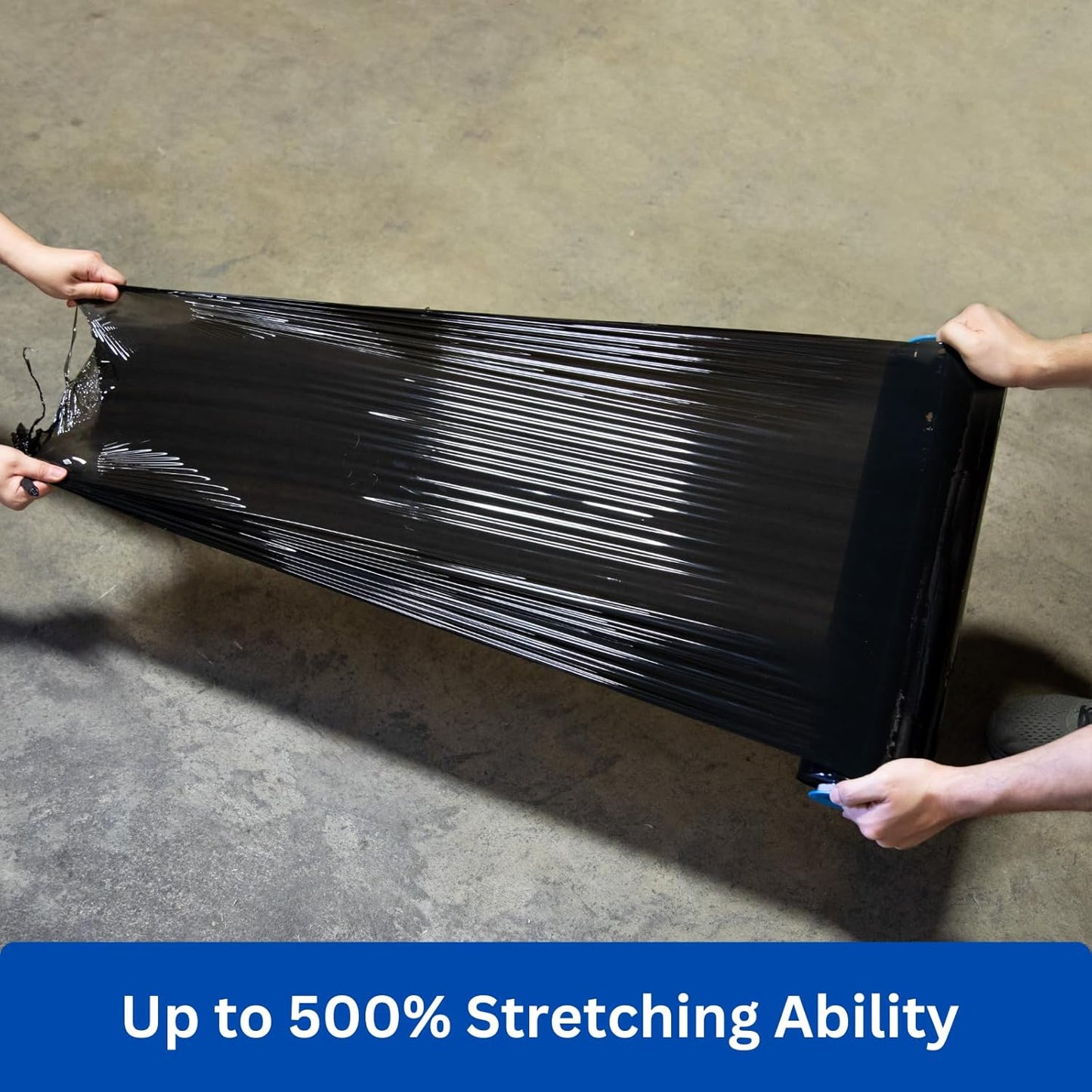 18" x 1500' 60 Gauge 4 Rolls Stretch Wrap Black